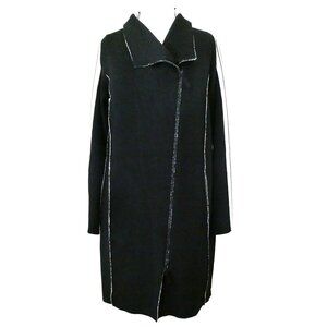 ANNETTE GORTZ zip Cardigan sweater coat sz L contrast stripe